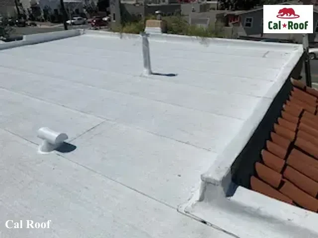 Flat Roof with White Coating and Chimney